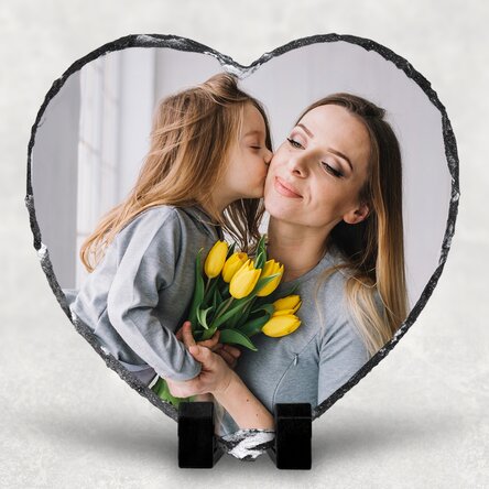 Ardesia a forma di cuore personalizzata con una foto