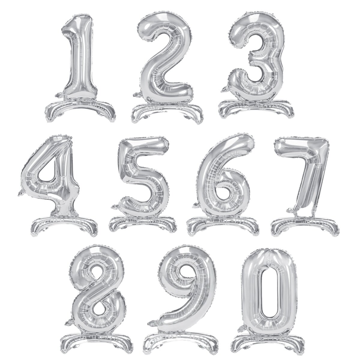 Palloncini - Numeri argentati da 70 cm con supporto