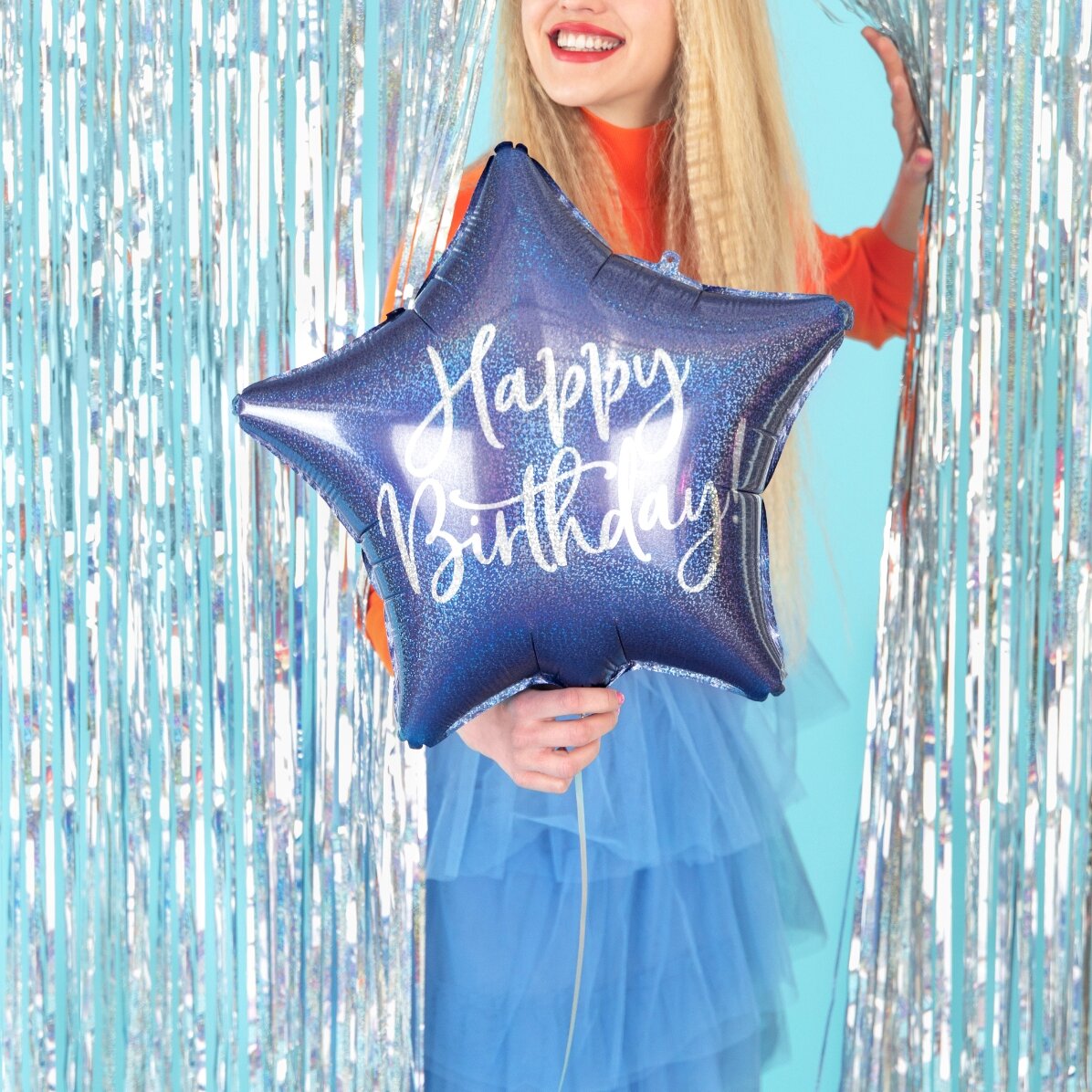 Palloncino - stella blu "Happy Birthday"