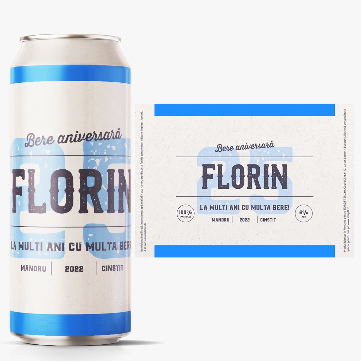 Birra in lattina personalizzata con scritta - Anniversario retrò