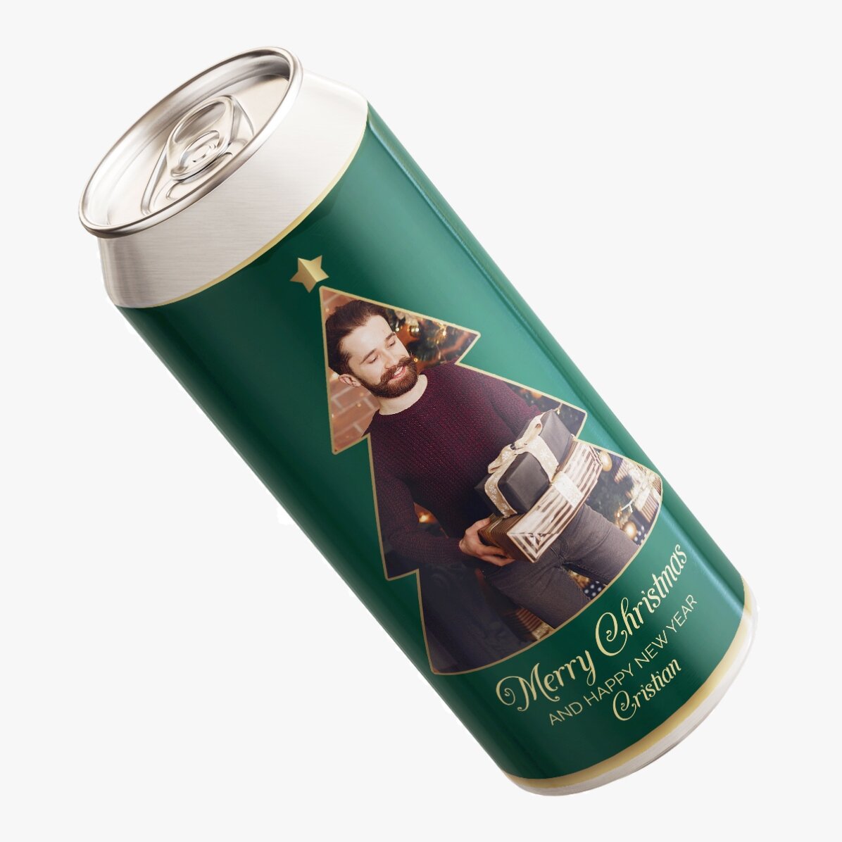 Birra in lattina personalizzata con foto e testo - Christmas Tree
