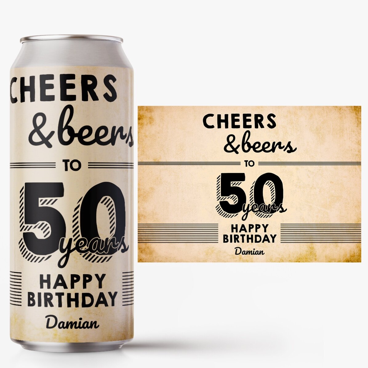 Birra in lattina personalizzata con testo - Cheers & Beers