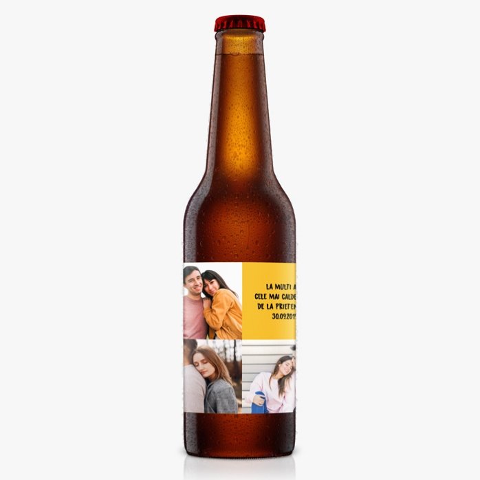Birra personalizzata con 3 foto e un testo