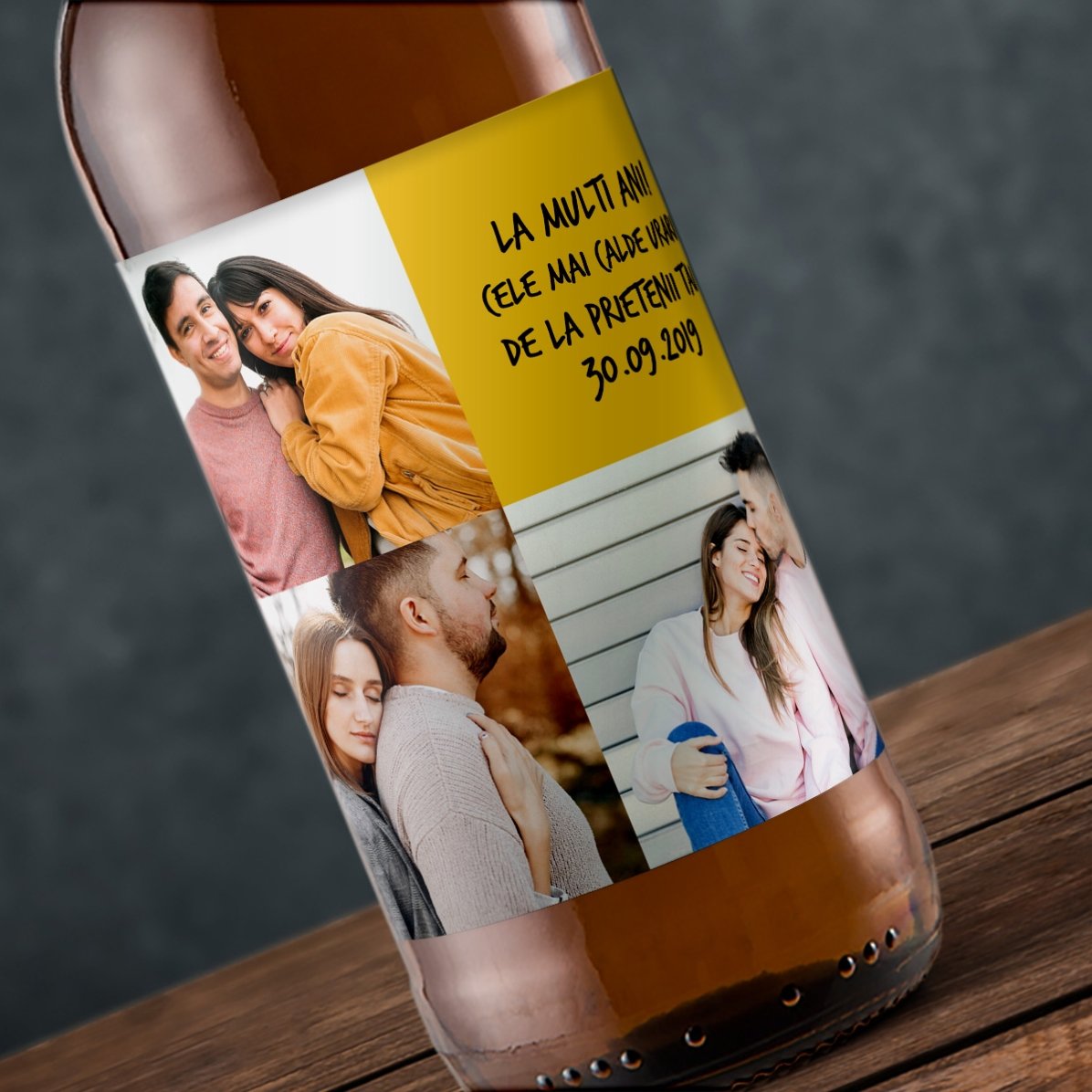 Birra personalizzata con 3 foto e un testo