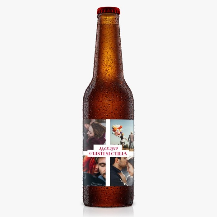 Birra personalizzata con 4 foto e testo - Love
