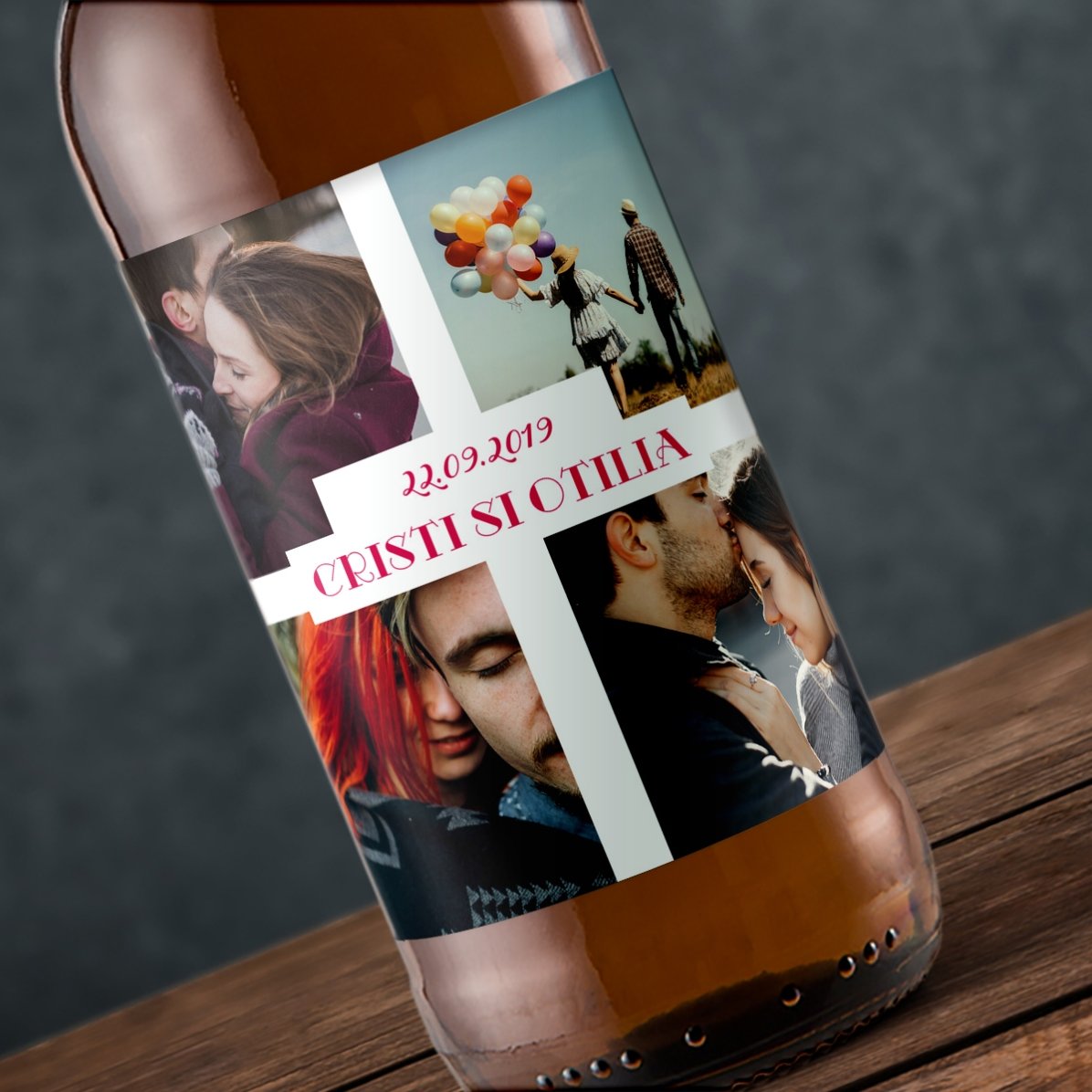 Birra personalizzata con 4 foto e testo - Love