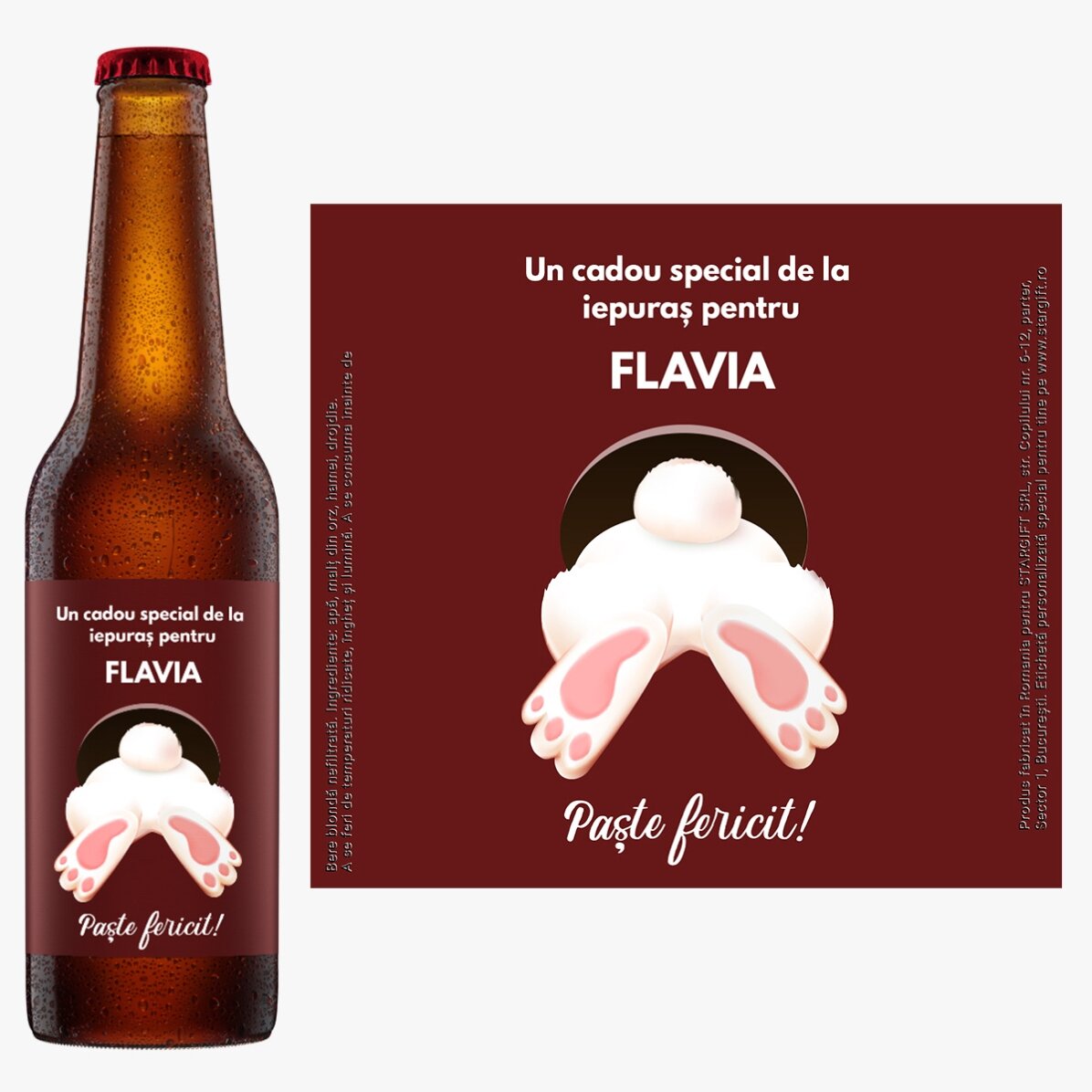 Personalised beer with message - From the bunny