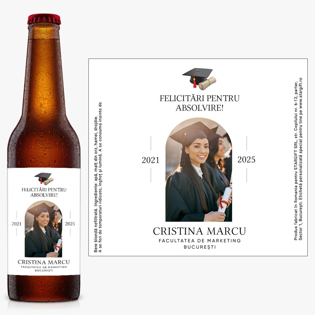 Birra personalizzata con messaggio e foto - Laurea