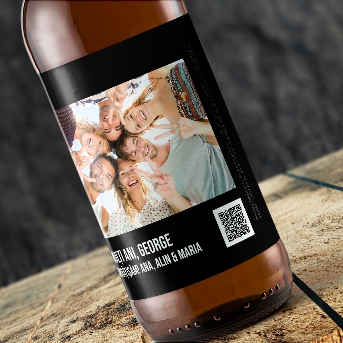 Birra personalizzata con una foto e un codice QR