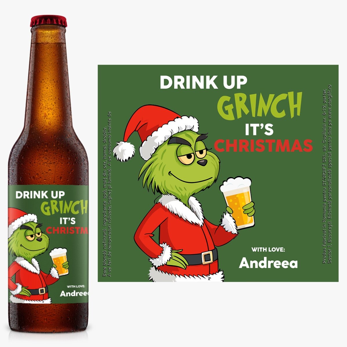 Birra personalizzata con scritta - Grinch