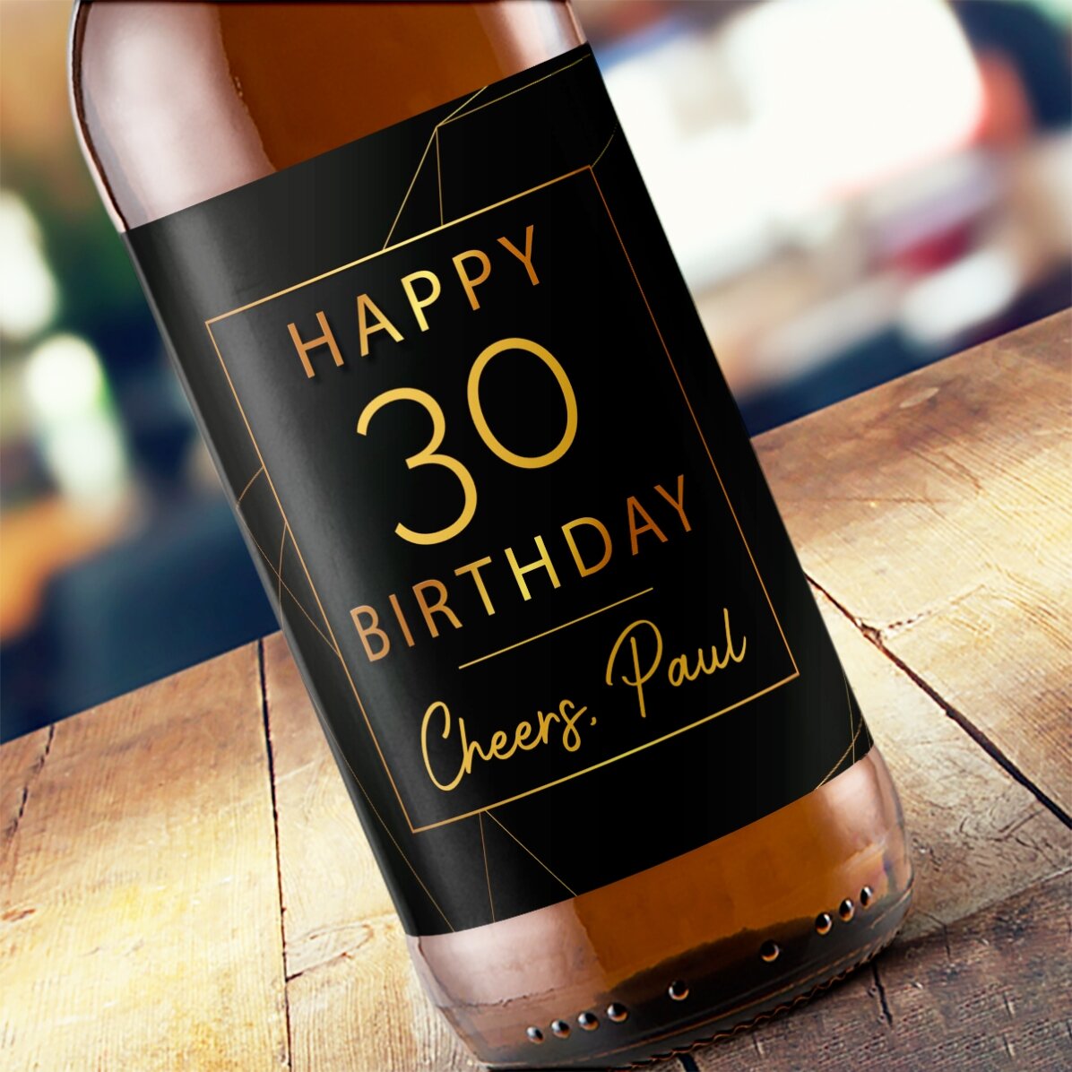 Personalised beer with text - Happy birthday Gold