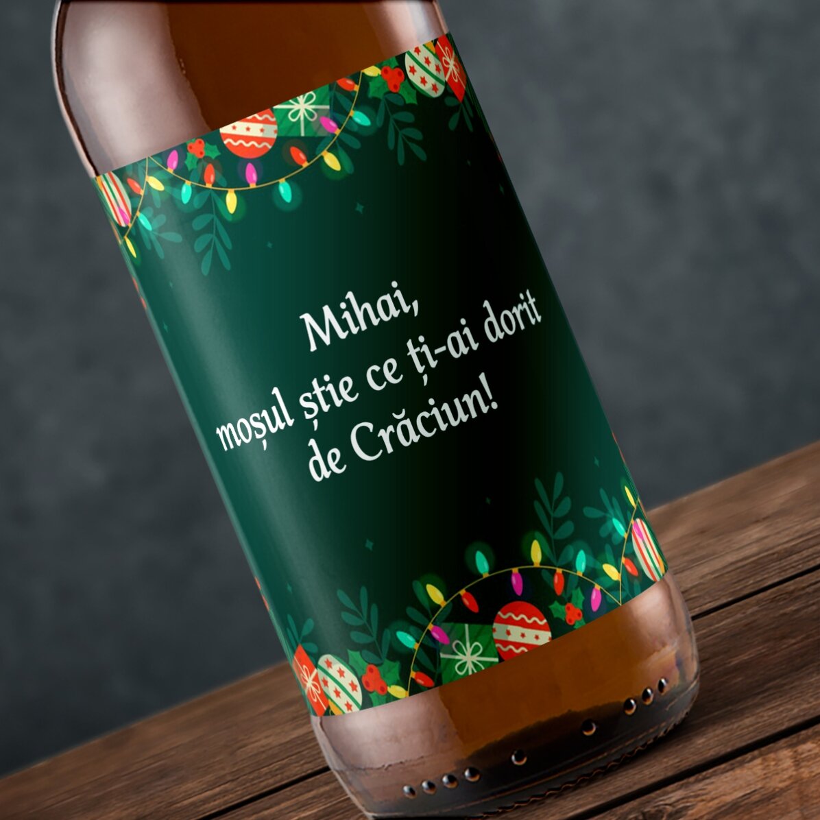 Birra personalizzata con testo - sfondo verde
