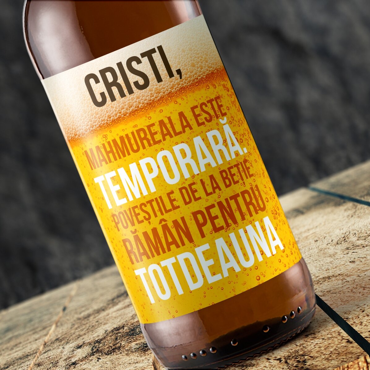 Personalised beer with text - Stories