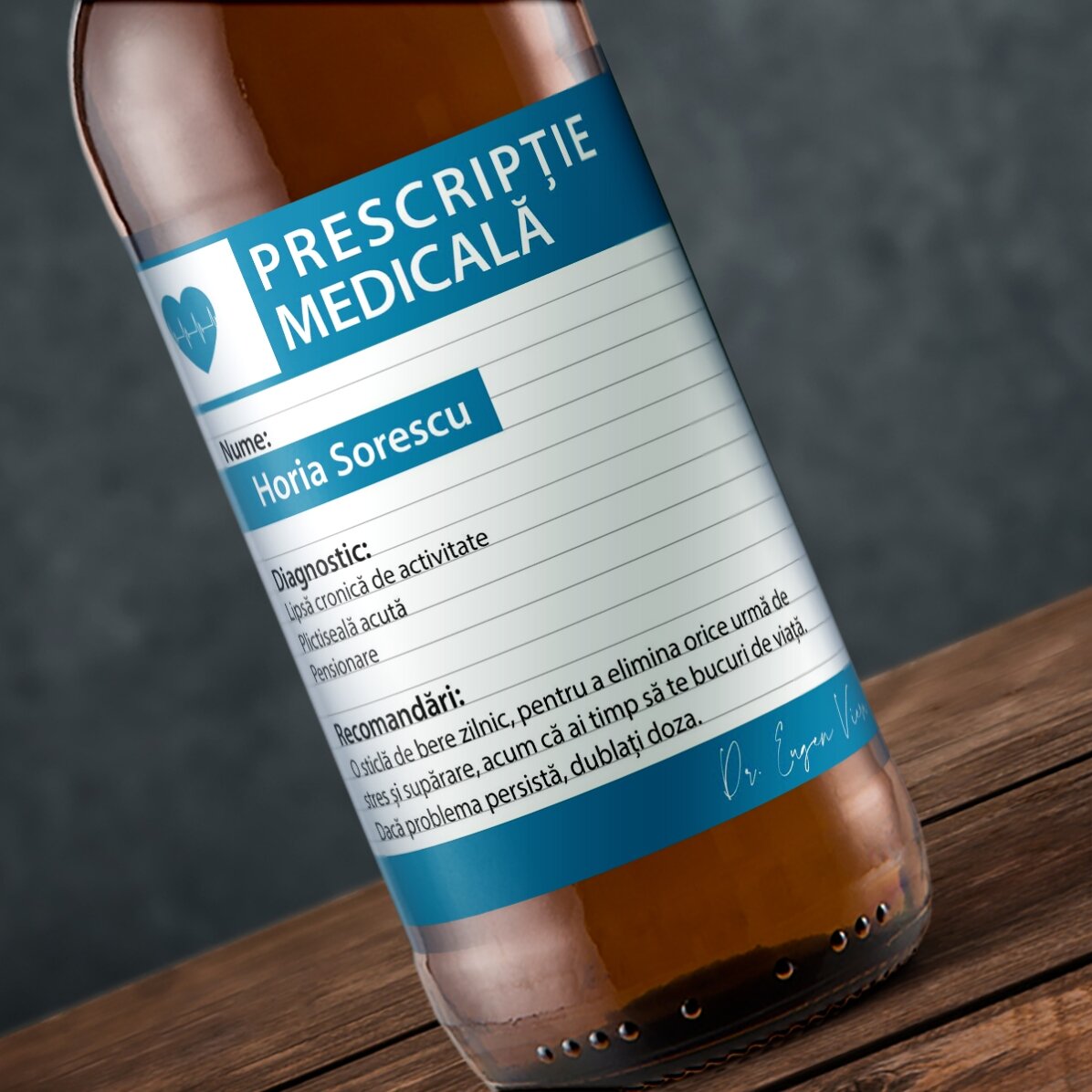 Birra personalizzata con scritta - Prescrizione medica