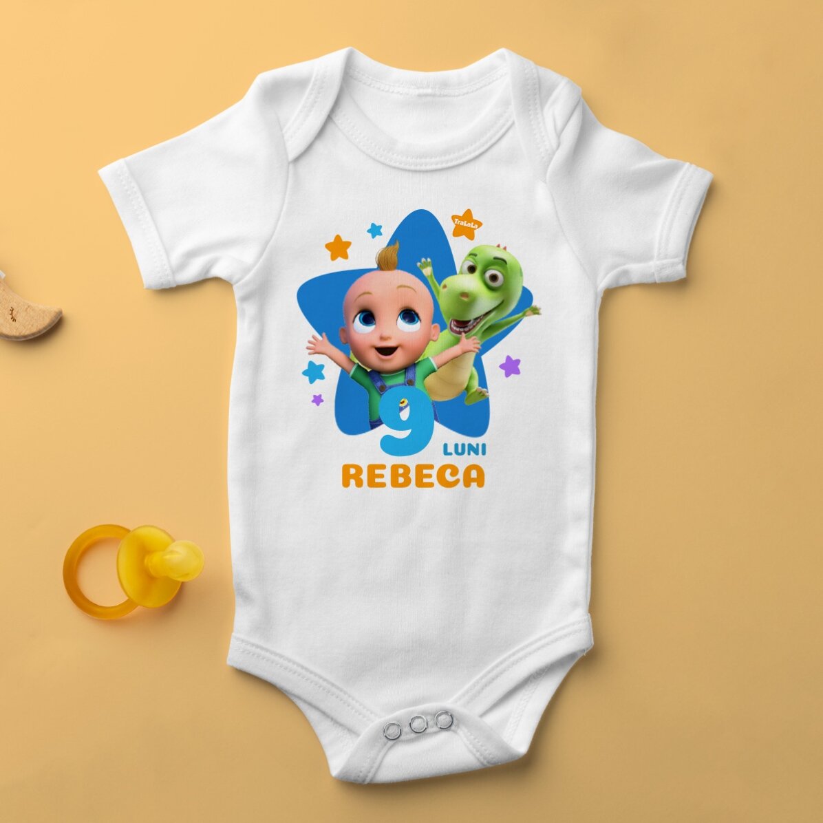 Body da bambino personalizzato con età e nome per un compleanno - TraLaLa