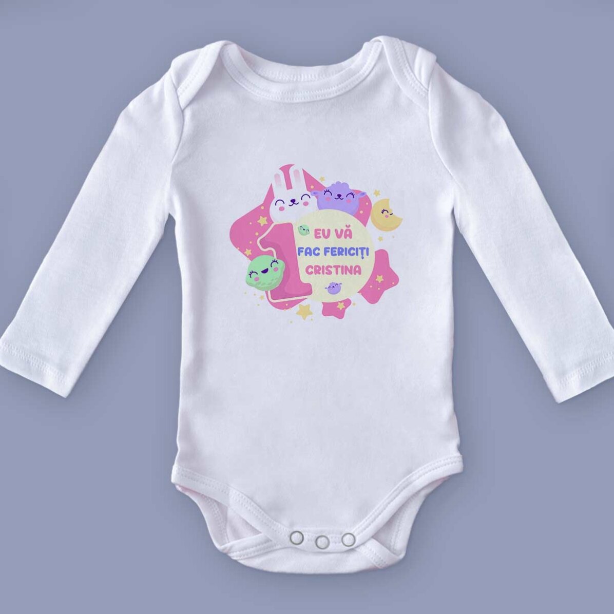 Body personalizzato per bambini con messaggio - Primo compleanno