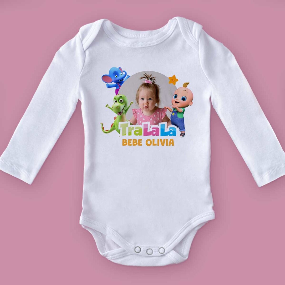 Personalised baby bodysuit with name and photo - TraLaLa