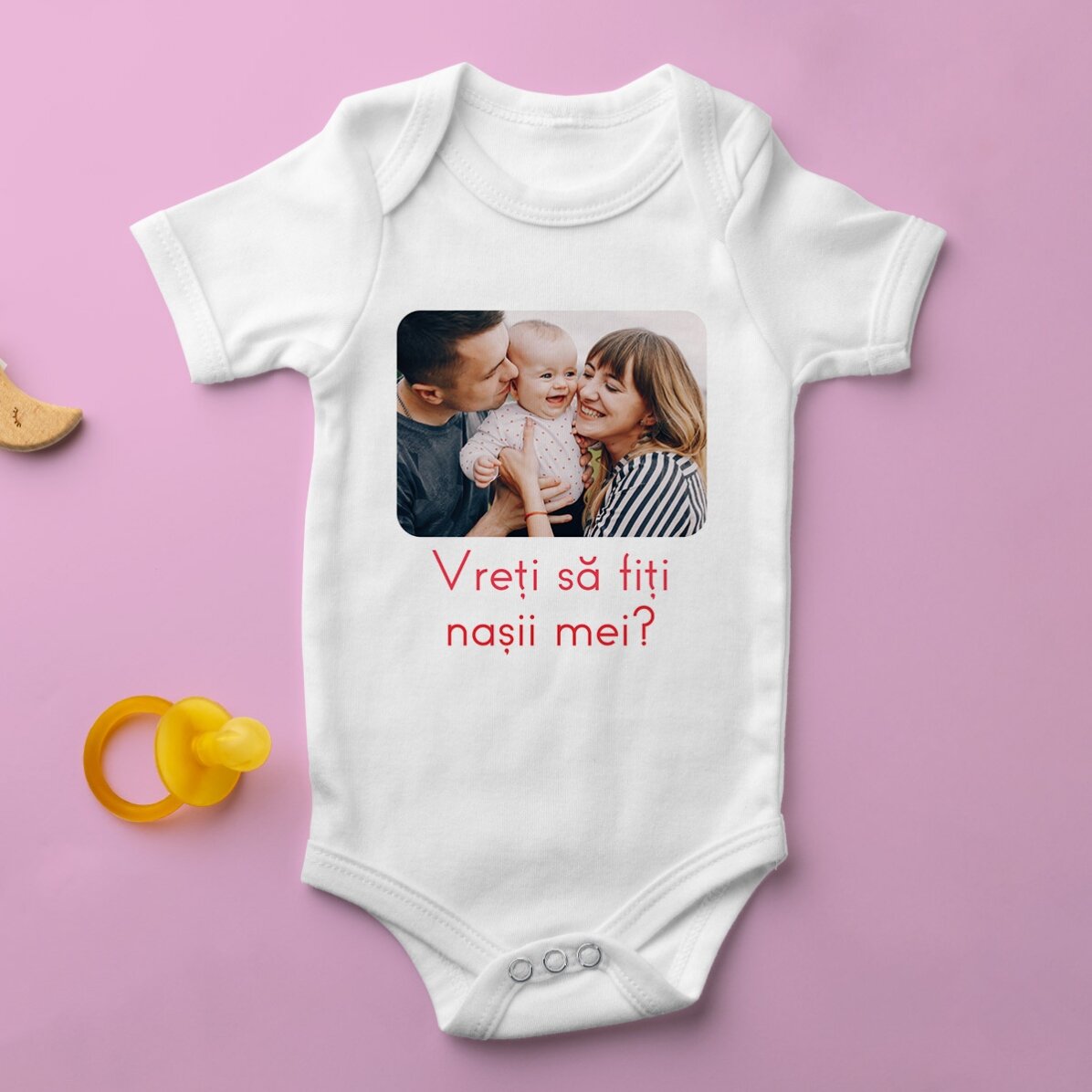 Body per bambini personalizzato con una foto e una scritta