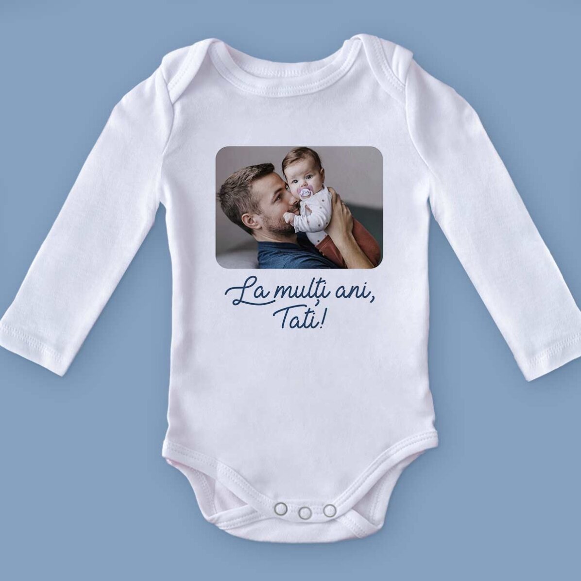 Body per bambini personalizzato con una foto e una scritta