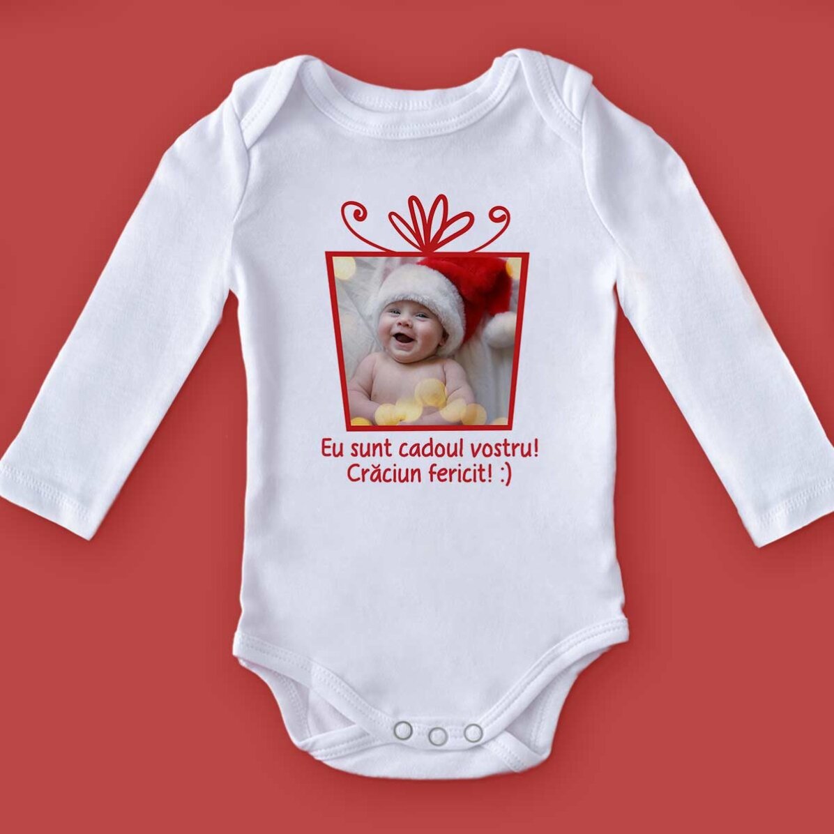 Body per bambini personalizzato con foto e testo - Regalo di Natale