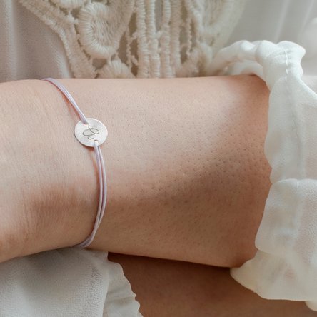 Personalised cord bracelet - 10 mm bead - 925 silver - initial model 3