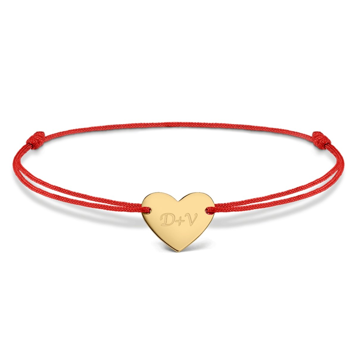 Braccialetto con cordoncino personalizzato - cuore 12x10 mm - argento 925 - Tu e io modello 3
