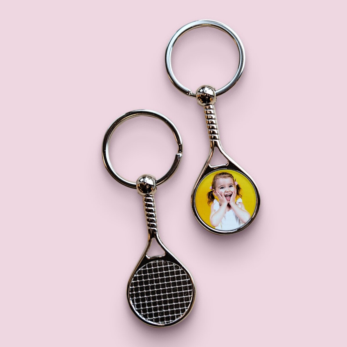 Portachiavi a forma di racchetta da tennis personalizzato con foto - Happy
