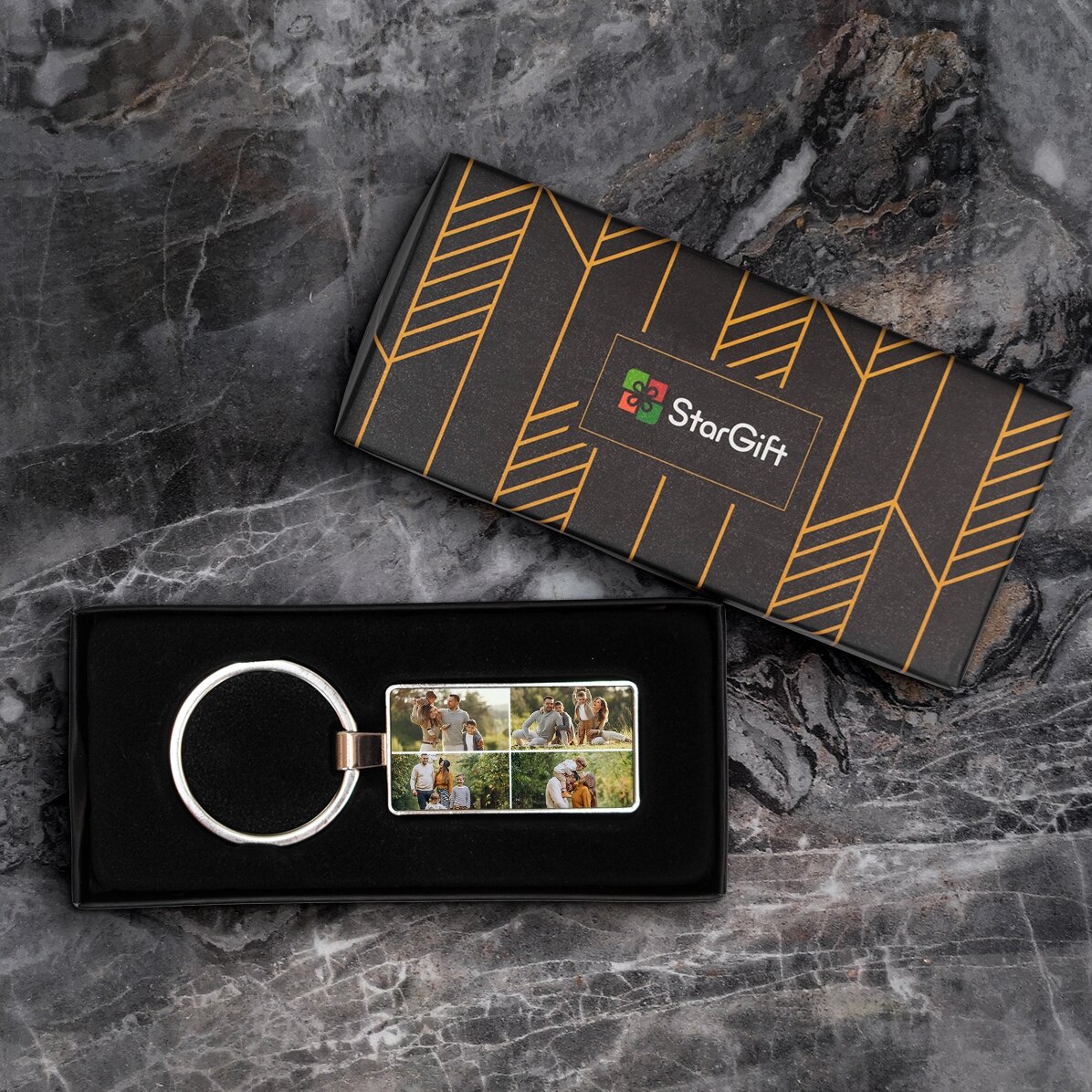 Portachiavi personalizzato con 4 foto e testo