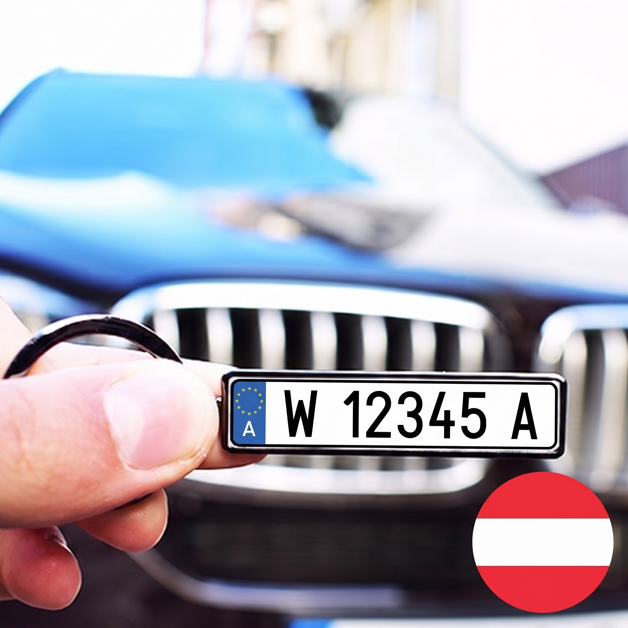 Portachiavi personalizzato con numero di targa austriaco
