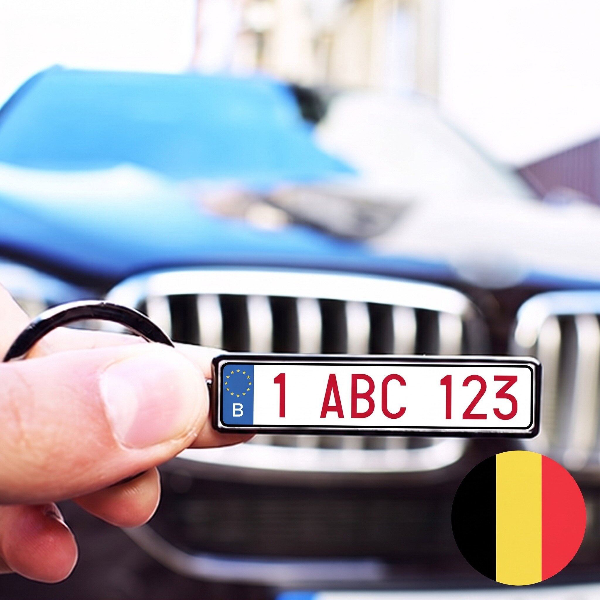 Portachiavi personalizzato con numero di targa belga