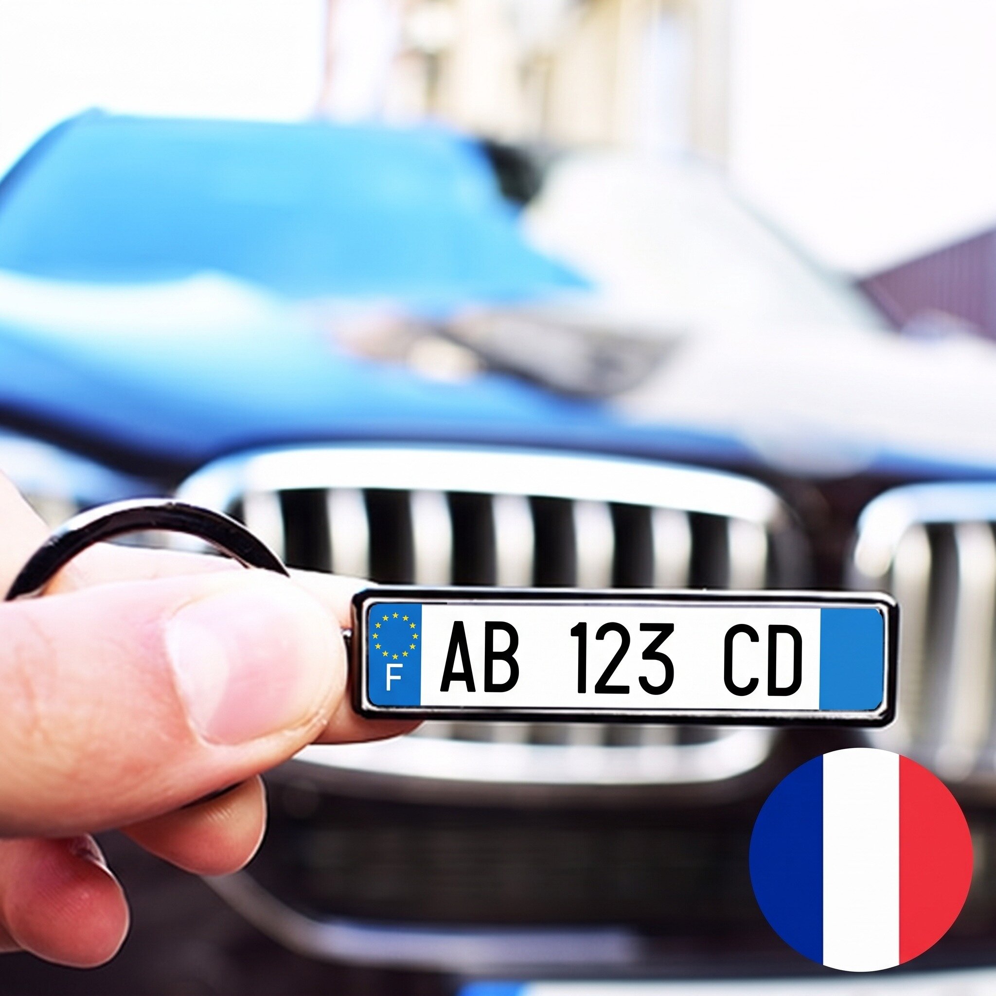 Portachiavi personalizzato con numero di targa francese