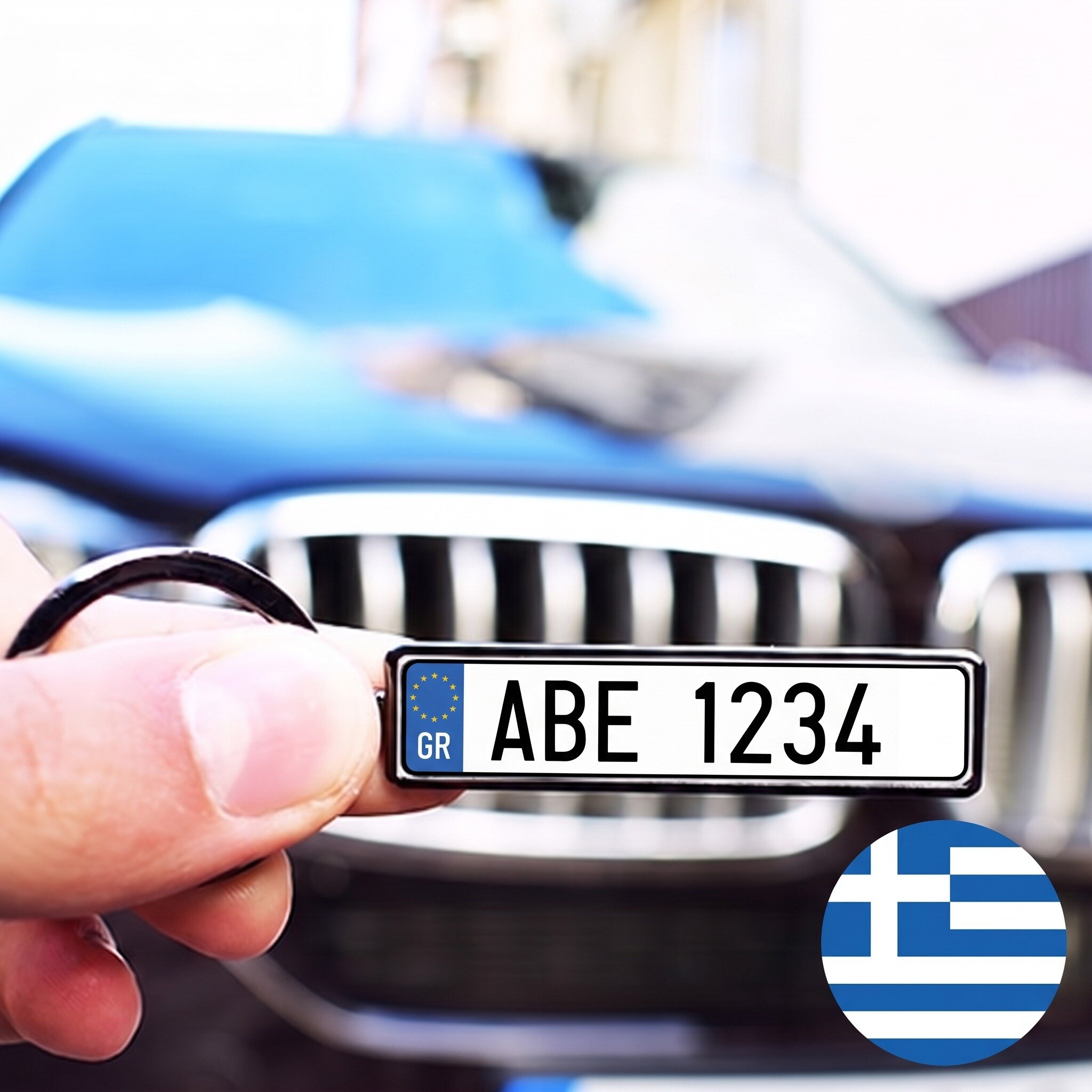 Portachiavi personalizzato con numero di targa greco