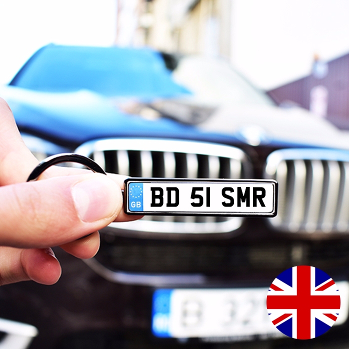 Portachiavi personalizzato con numero di targa del Regno Unito