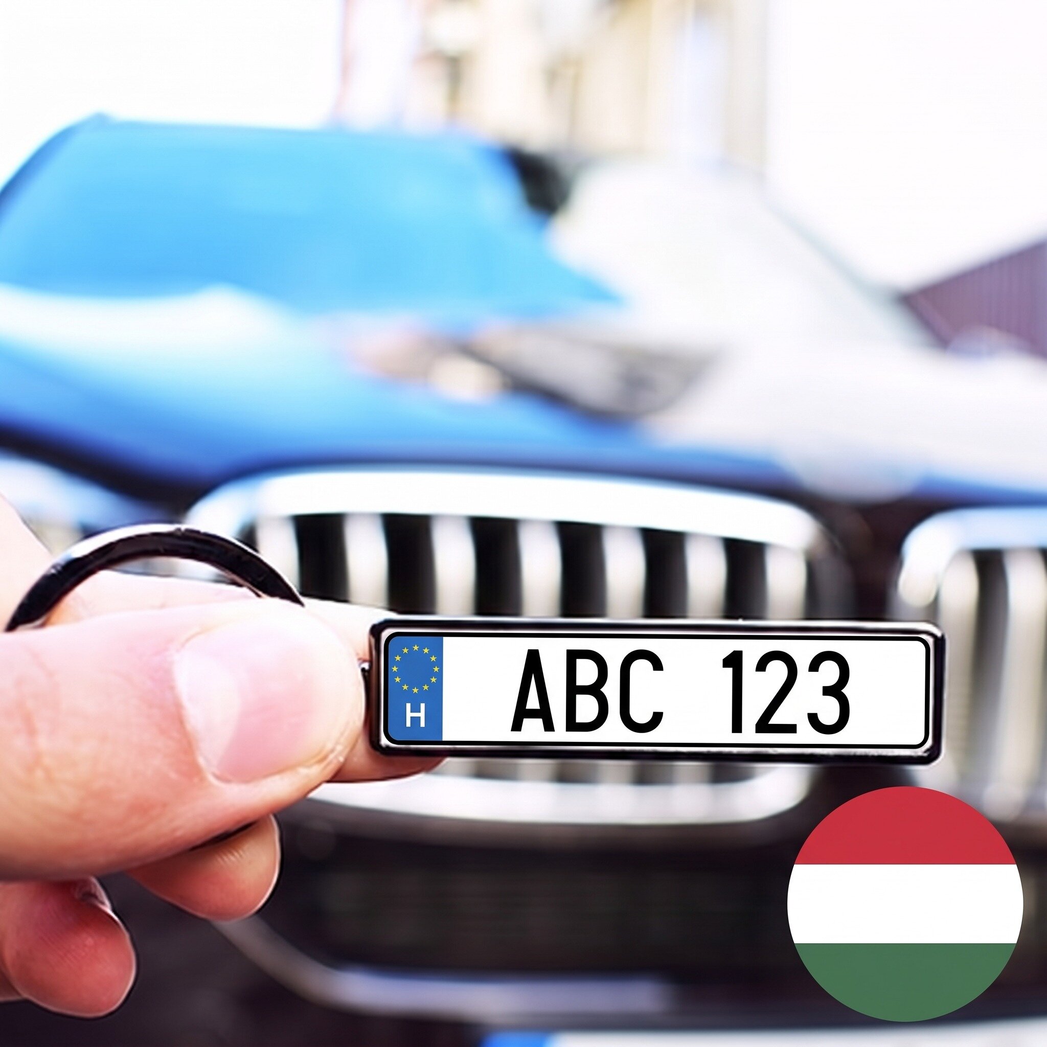 Portachiavi personalizzato con numero di targa ungherese