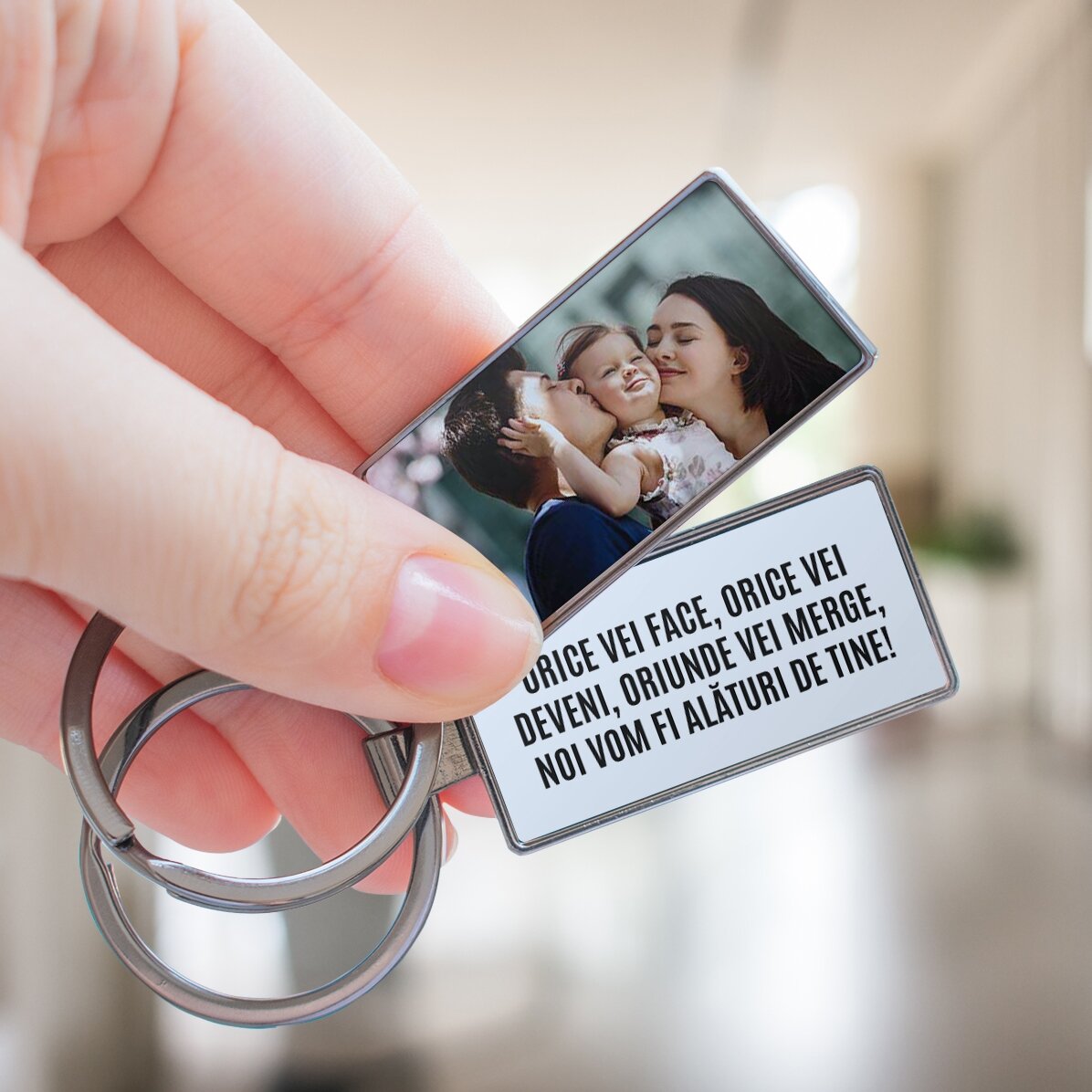 Portachiavi personalizzato con foto e messaggio