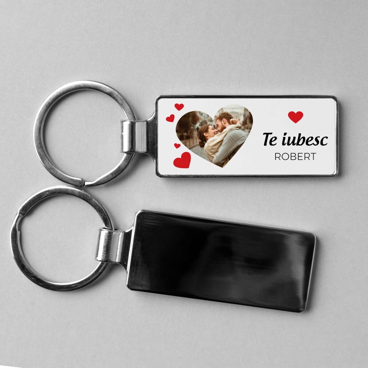 Portachiavi personalizzato con foto e testo - Hearts
