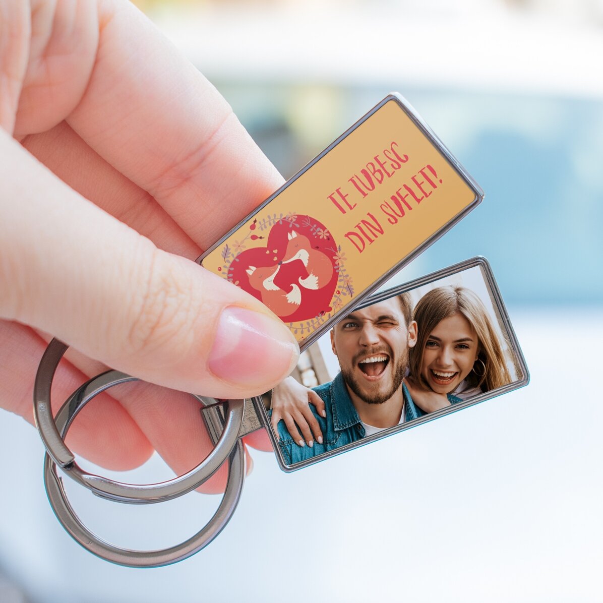 Portachiavi personalizzato con foto e testo - Vulpite