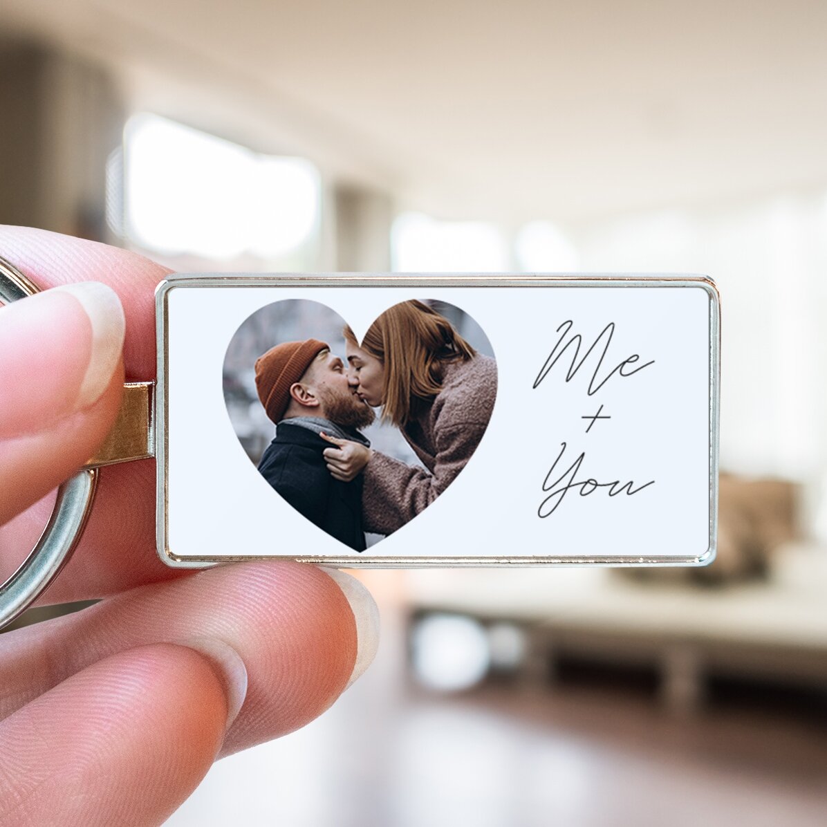 Portachiavi personalizzato con testo e foto - Cuore