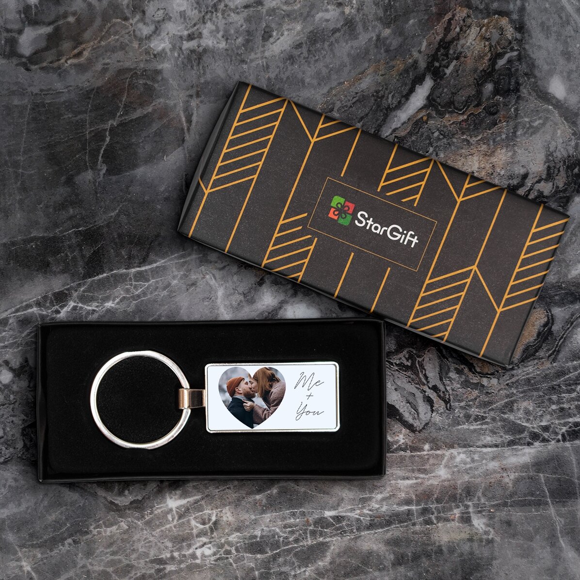 Portachiavi personalizzato con testo e foto - Cuore