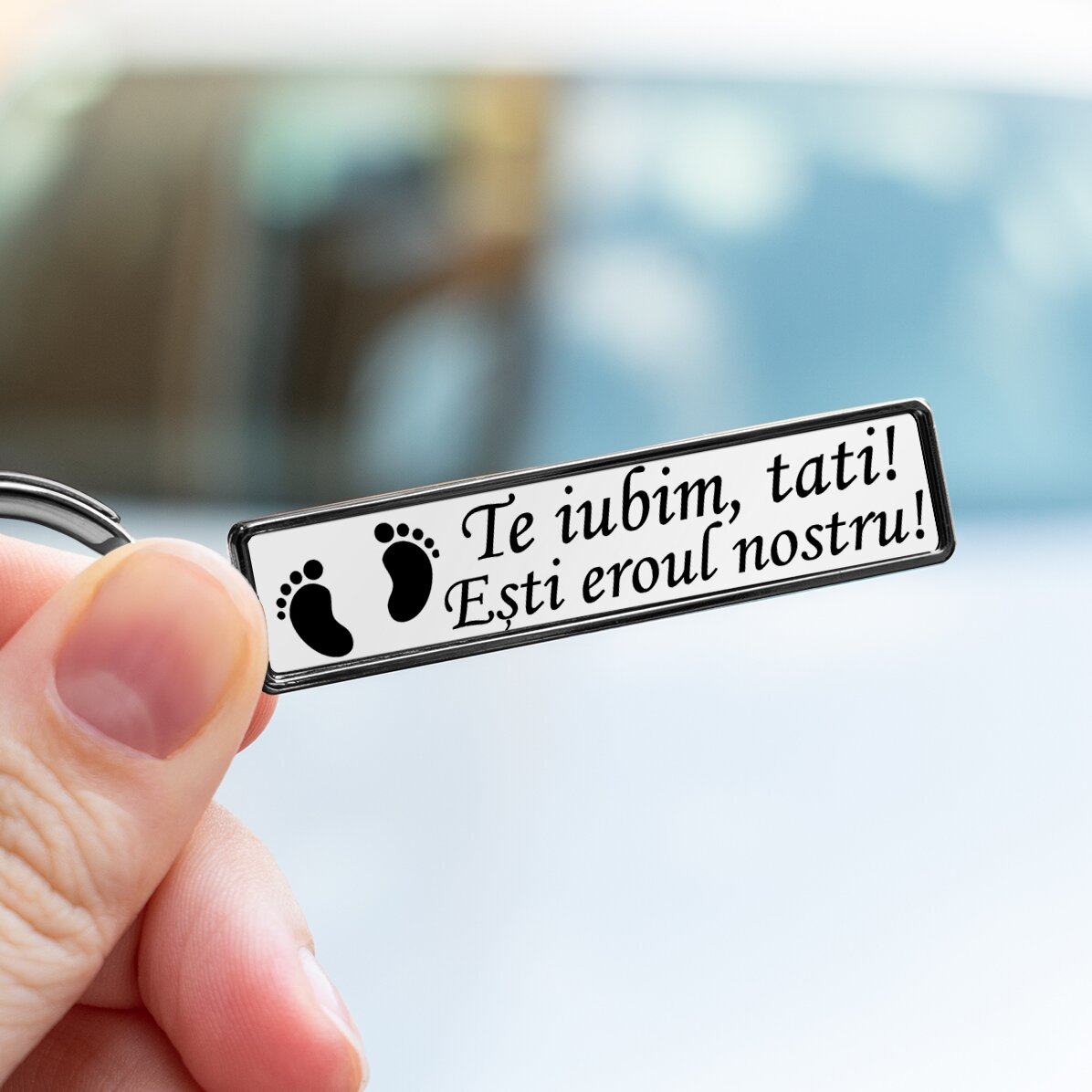 Portachiavi replica targa personalizzata con messaggio