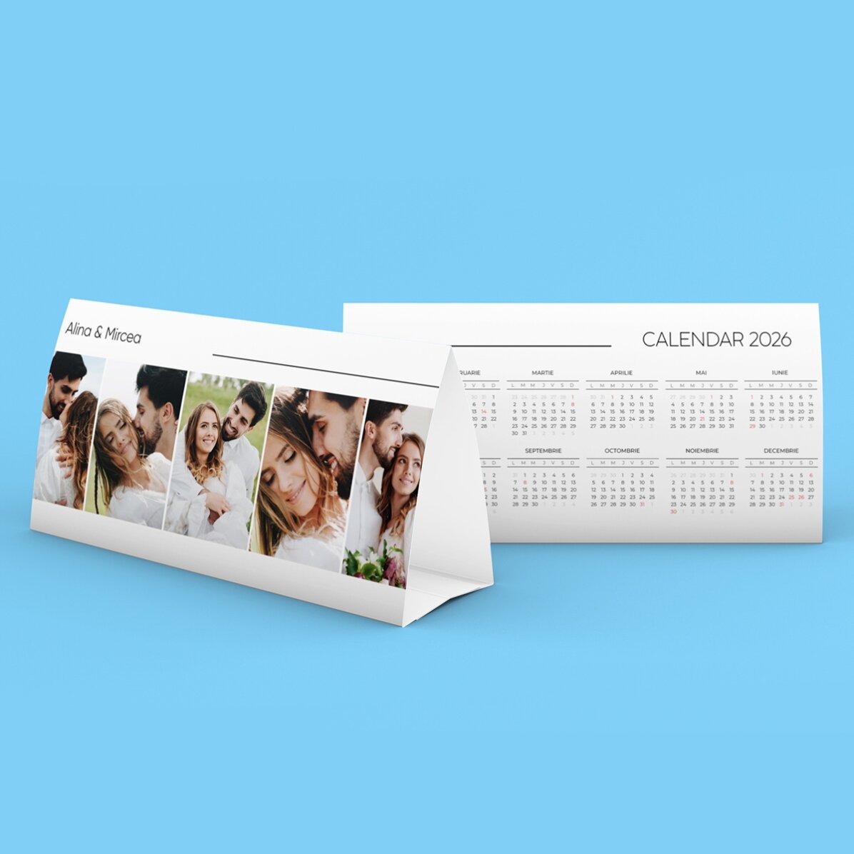 Calendario da scrivania 2026 personalizzato con 5 foto e testo