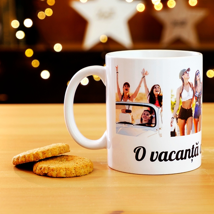 Tazza personalizzata con 4 foto e un messaggio