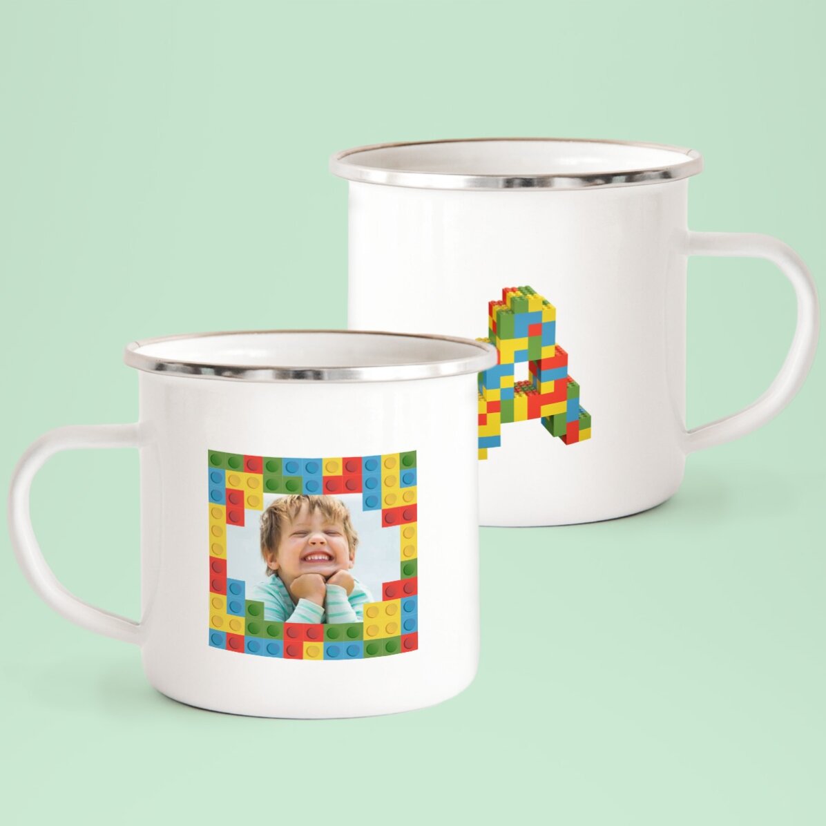 Tazza smaltata personalizzata con una foto e un