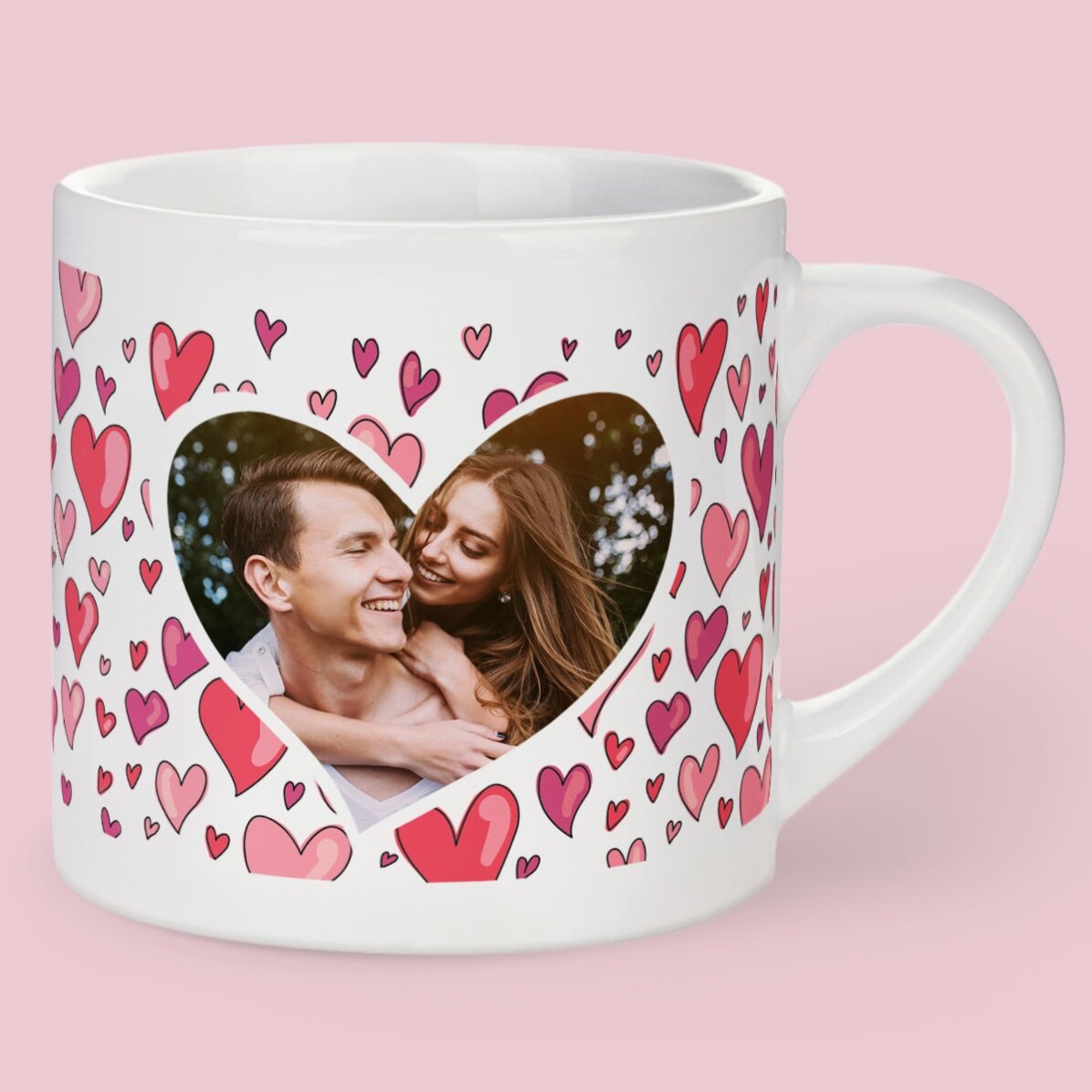Tazza da caffè espresso a forma di cuoricino con foto e testo
