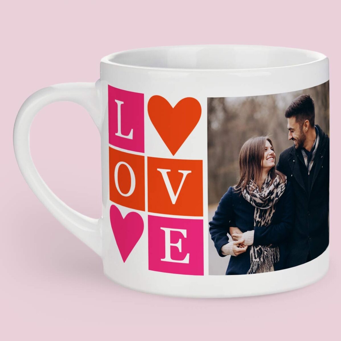 Tazza da caffè personalizzata con 2 foto - LOVE