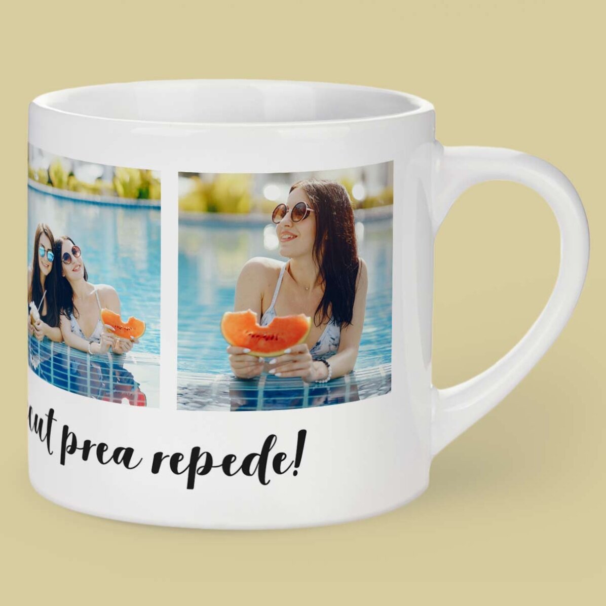 Tazza da caffè personalizzata con 4 foto e testo