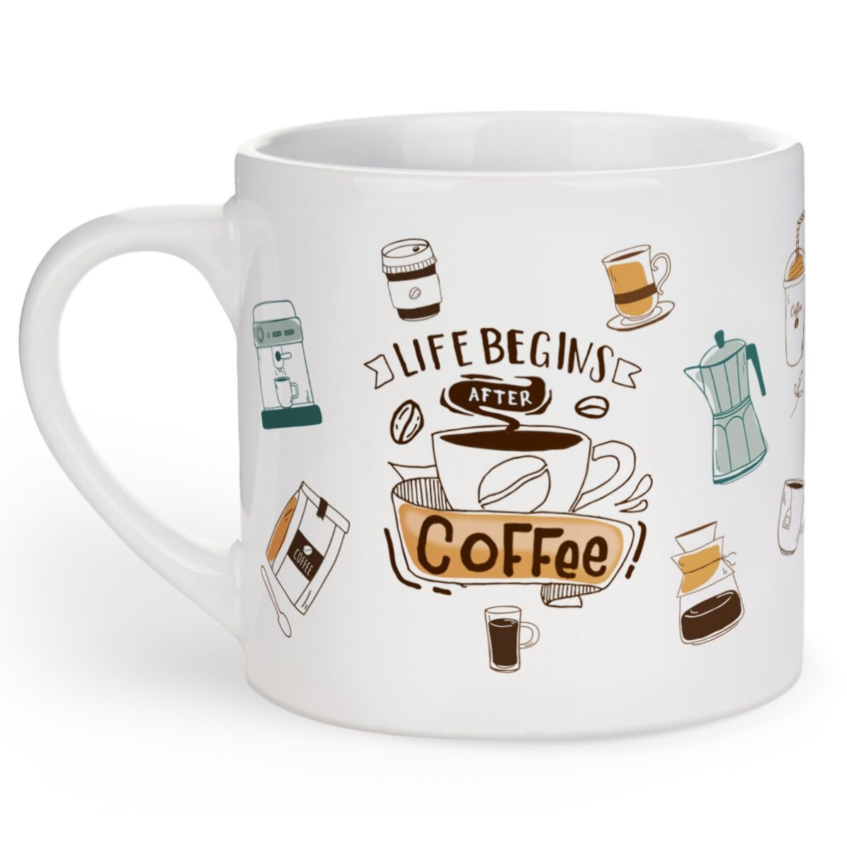 Tazza da caffè personalizzata con scritta - Life begins after coffee