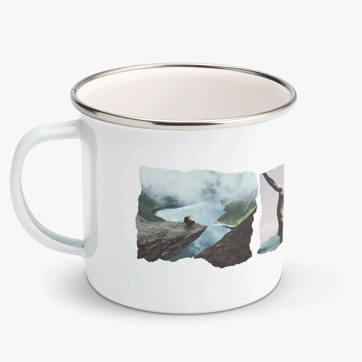 Tazza in metallo smaltato con 3 foto e un messaggio - Experience adventure