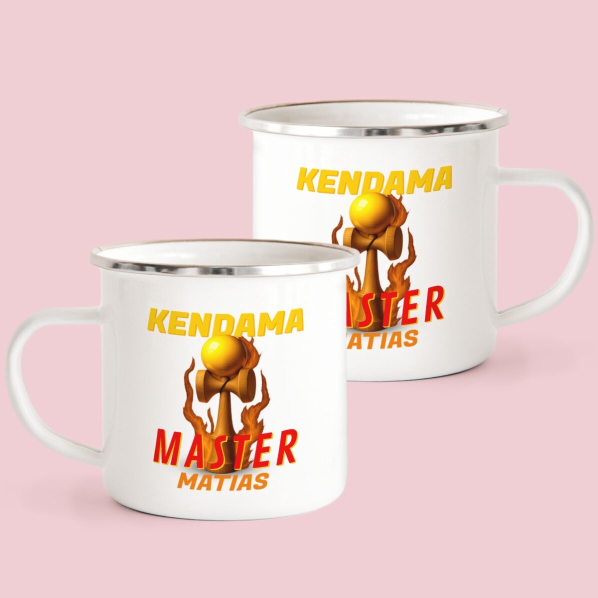 Tazza in metallo smaltato con nome per bambini - Kendama Master