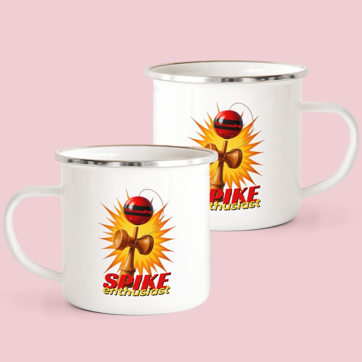 Tazza in metallo smaltato con nome per bambini - Spike Enthusiast